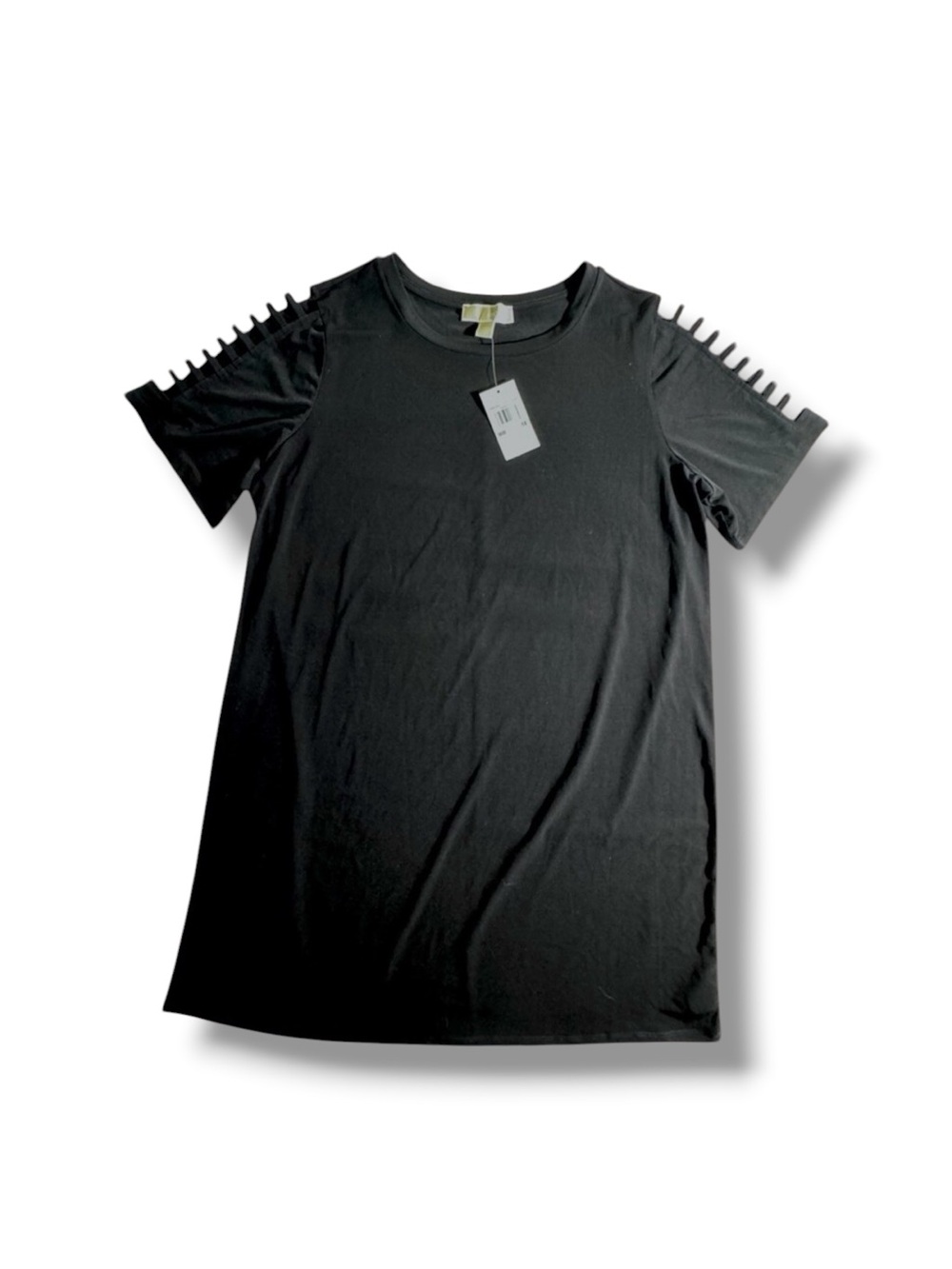 NWT Michael Kors Womens‎ 1X Dress Black Stretch Cutout Short Sleeve Logo